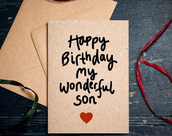Biglietto D'Auguri Per Figlio – Buon Compleanno Con Busta, Da Mamma E Papà, Formato 18x11,9cm