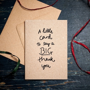 Thank you card / A Little Card to say a BIG Thank You / plastic-free eco card