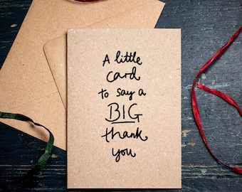 Thank you card / A Little Card to say a BIG Thank You / plastic-free eco card