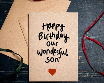 Zoon verjaardagskaart / Happy Birthday onze prachtige zoon / voor hem kaart / kaart voor zoon / kaart voor zoon van ouders / ecokaart