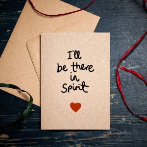 Tarjeta de disculpa / Estaré allí en Espíritu / lamento perderme tu boda / fiesta / evento / Pensando en tu tarjeta / tarjetas ecológicas