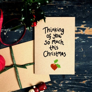Carte de Noël pour quelqu'un qui traverse une période difficile / Je pense beaucoup à vous à Noël / Carte de temps perdu / Carte de Noël attentionnée