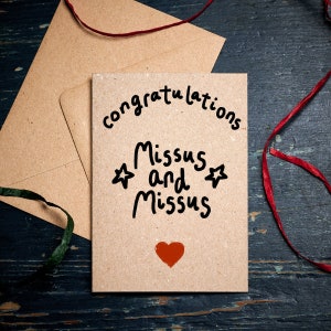 Cartão Mrs & Mrs/cartão de casamento/cartão de parabéns/cartão de dia dos namorados/para ela/cartão de aniversário/Missus e Missus/cartão ecológico