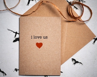 Anniversary card / I love us / Valentine card / couple card / eco card