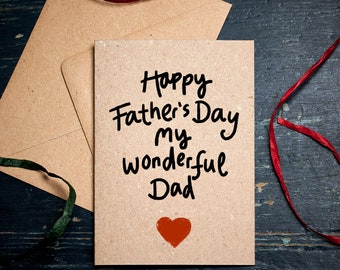 Father's Day card / Happy Father's dDay My Wonderful Dad / Daddy's day card / Best dad card / eco card