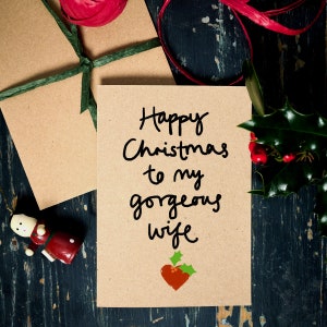 Cartão de Natal engraçado / Feliz Natal para minha linda esposa / Cartão de Natal para esposa / Cartão de Natal romântico / Cartão ecológico