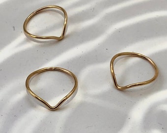 Brass wave ring, minimalist brass ring, wave ring