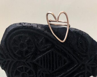 Bronze Heart Ring, Large Heart Ring, Irregular Heart Ring