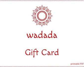 Wadada jewelry gift card, PDF gift card, physical gift card, customizable gift voucher