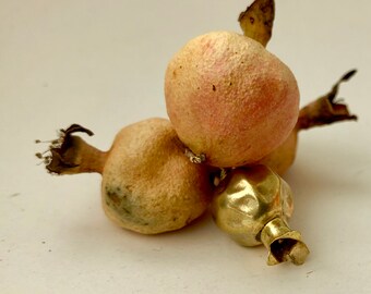 Pomegranate brass pendant, pomegranate necklace