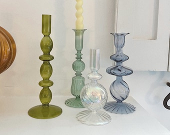 Colourful Center Piece Glass Candlestick Holders