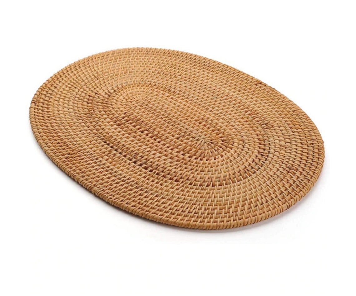 Handwoven High Quality Oval Rattan Placemat 30x40cm Natural Etsy