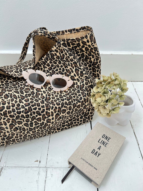 ★RAIVE★COTTON LEOPARD SHOULDER BAG Shoulder Bag for Women Leopard Print Large Capacity Tote