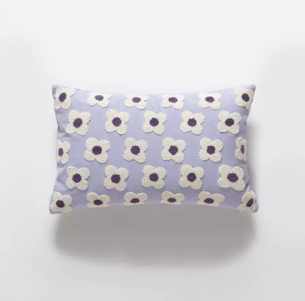 Daisy Flower Embroidery Cotton Woven Cushion Cover 30x50cm Floral