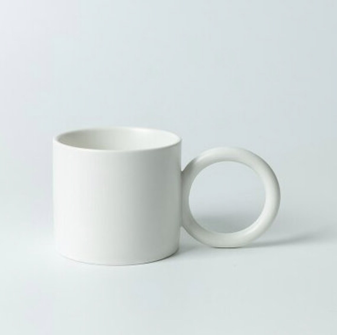 Round Large Ceramic Mug with exaggerated Ring Shaped Handle Etsy