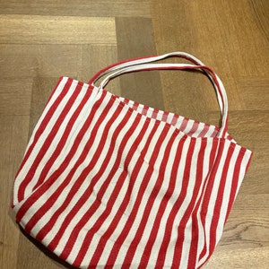 Striped Summer Canvas Jute Tote Bag image 10