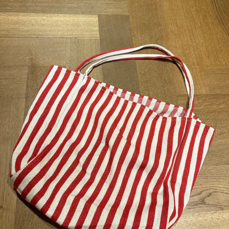 Striped Summer Canvas Jute Tote Bag image 10