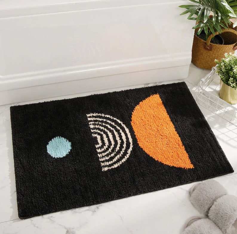 Abstract Form Art Bathroom Mat Flocking Design 40x60cm