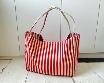 Bolso tote de yute de lona de verano a rayas