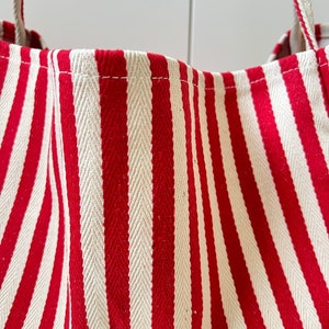 Striped Summer Canvas Jute Tote Bag image 6