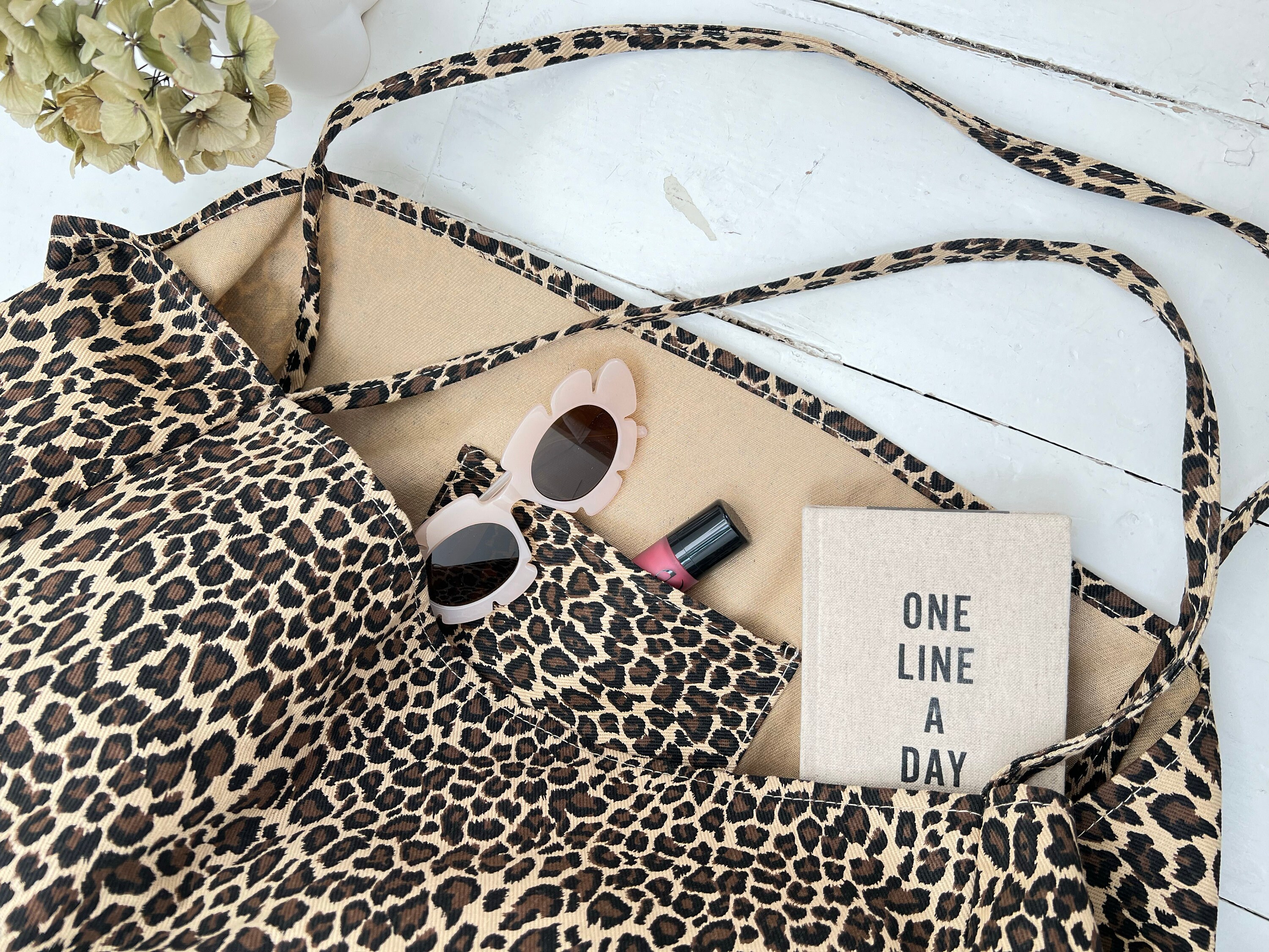 Borsa A Tracolla Grande In Tela Di Cotone Con Stampa Leopardata, Marrone, Donna, TrendsBlue
