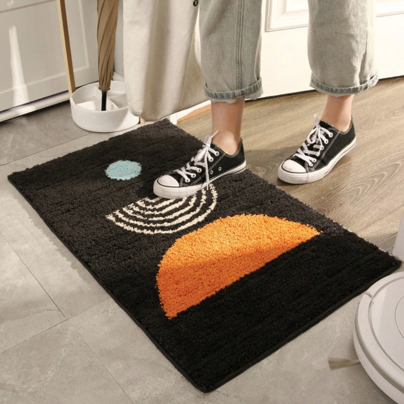 Abstract Form Art Bathroom Mat Flocking Design 40x60cm
