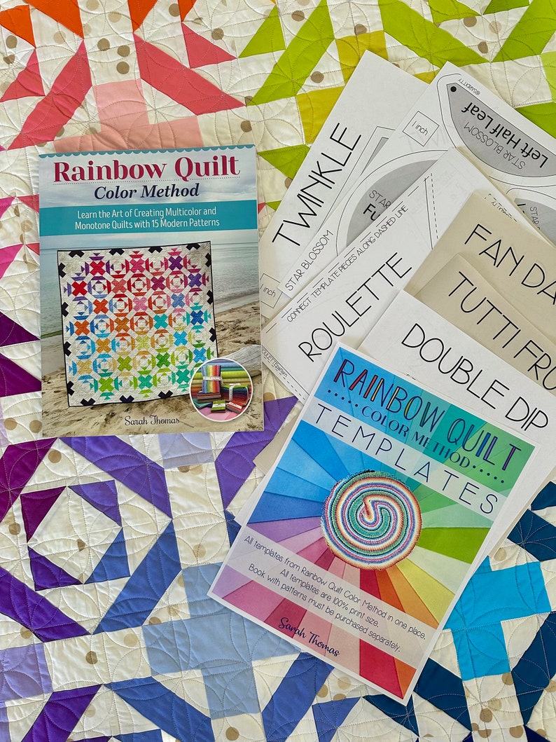 Quilt Roulette Quilt Pattern Rainbow Quilt Color Method BOOK TEMPLATES 100% Scale - Etsy