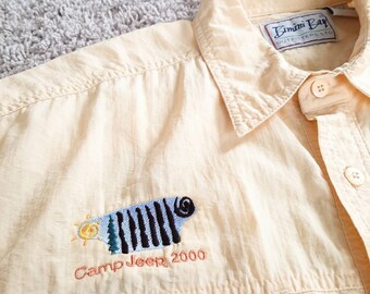 Vintage Camp Jeep 2000 Bimini Bay Vented Shirt Unisex Size L