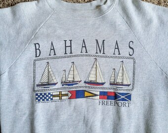 Vintage 1991 Bahamas Freeport Gray Pullover Unisex Petite Large