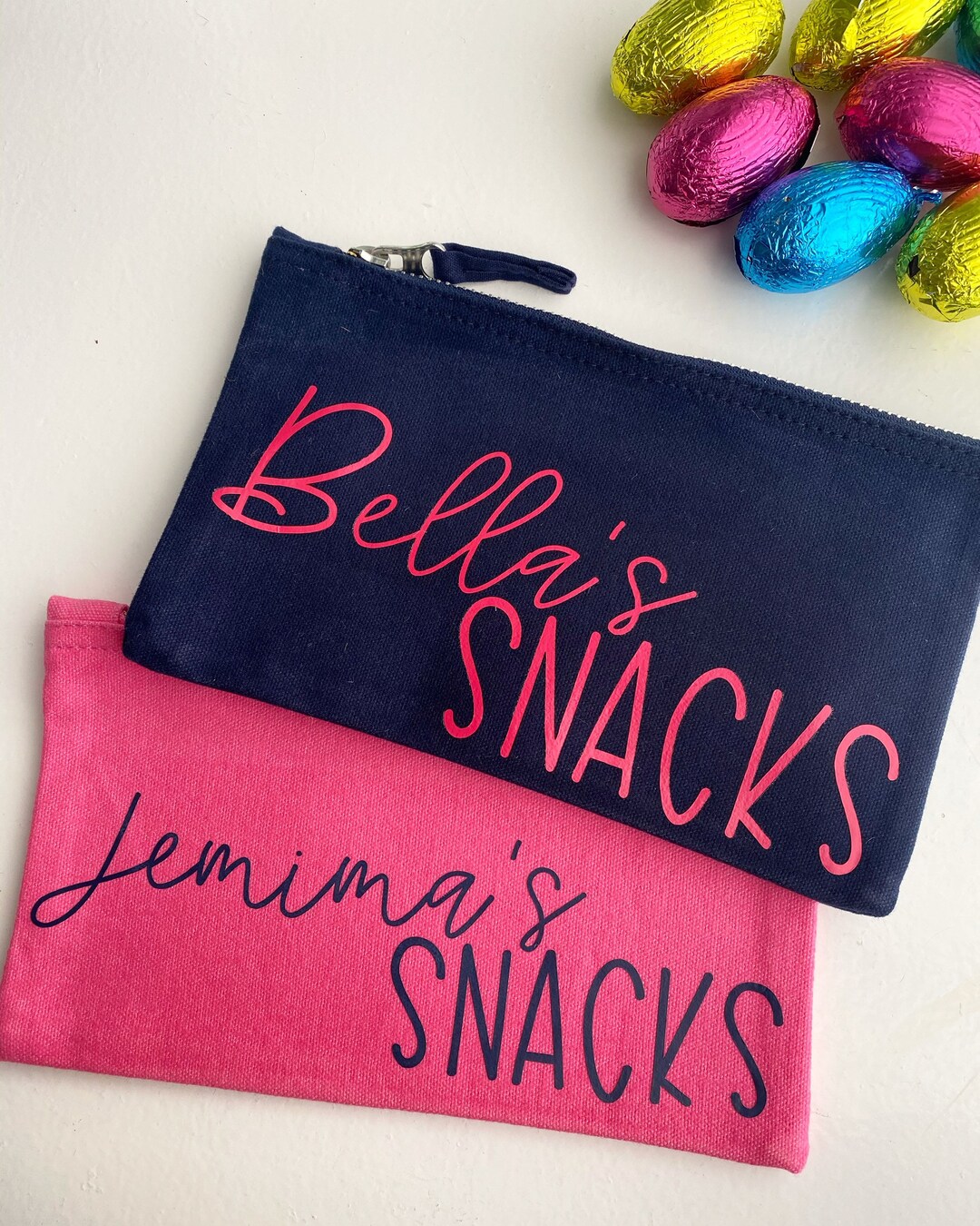 Personalised Snack Bags School Snack Pots Cotton Zip Etsy UK