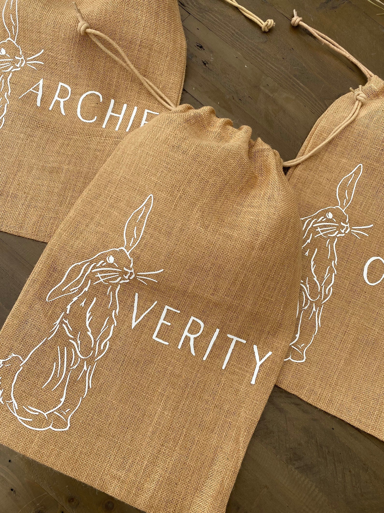 Personalised Bunny Bags Jute Rabbit Easter Egg Hunt Etsy Singapore