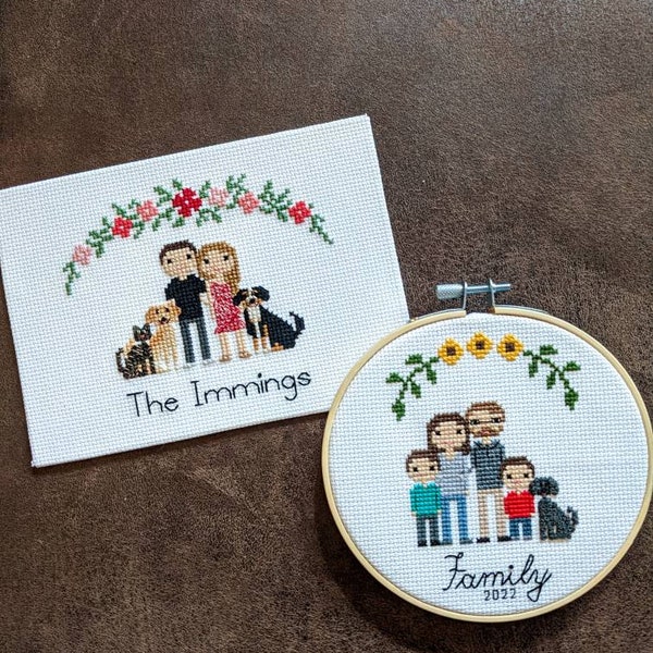 Custom Cross-Stitch Family Portrait