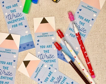 Valentine's Day Pencil Cards: Kids Classroom Printable (Digital Download)