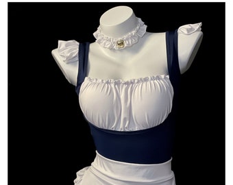 Franse meidjurk Fancy Dress met choker - Cosplaykostuum - Franse meidjurk - Cosplayjurk - Ruffle Trim Maid Dress