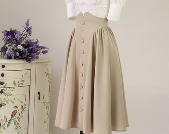 button front skirt etsy