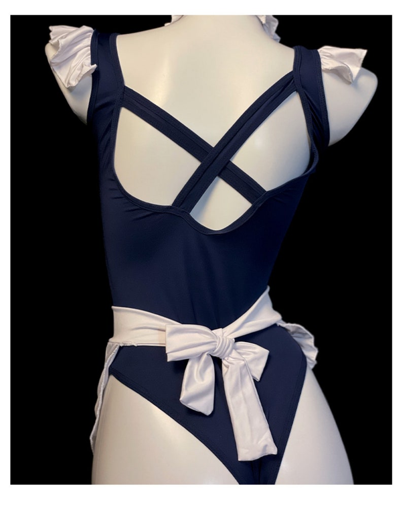 Franse meidjurk Fancy Dress met choker Cosplaykostuum Franse meidjurk Cosplayjurk Ruffle Trim Maid Dress afbeelding 2