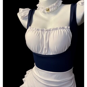 Franse meidjurk Fancy Dress met choker Cosplaykostuum Franse meidjurk Cosplayjurk Ruffle Trim Maid Dress afbeelding 4