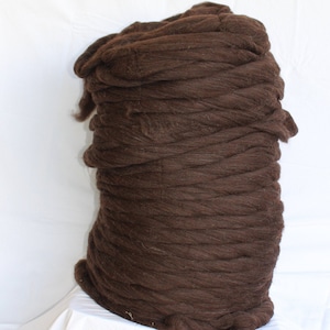 11lb Wholesale Roving Wool , natural un-dyed dark brown CHUNKY YARN, Big Yarn, Giant Yarn Wool Fiber Chunky Knitting Blankets Bulk Wool SALE