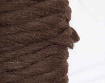 21lb Wholesale Roving Wool , natural un-dyed dark brown CHUNKY YARN, Big Yarn, Giant Yarn Wool Fiber Chunky Knit Blankets Bulk Wool spinning