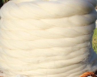 4.4 lb On Sale Wool Roving, Roll un-dyed White Wool Top Fiber Spinning, Felting, Knitting, Weaving Wool supplies Wool Bump Etsy