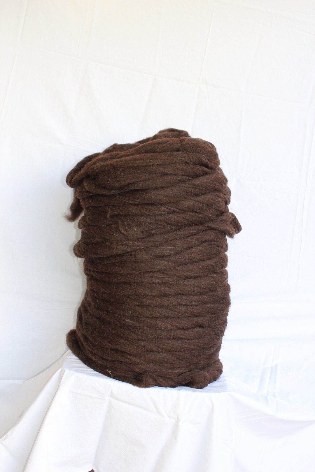 11lb Wholesale Roving Wool , Natural Undyed Dark Brown CHUNKY YARN