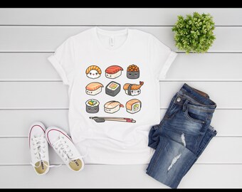 Sushi Shirt, Funny Sushi Shirt, Cute Sushi TShirt, Sushi Lover, Unisex Graphic Tops, Kawaii Sushi, Cute Sushi Gift, Free Shipping