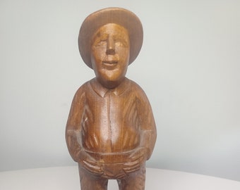 Vintage Hand Carved and Hand Made Wooden Figurine From Costa Rica.  3.5" x 10.5"