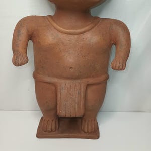 Large Rare Primitive Antique Pre Columbian Aztec Mayan Clay Figurine. 6&quot; x 12&quot;