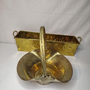 2 Brass Planter Pots. 16.5" x 4.5" 9.5" x 4.5"