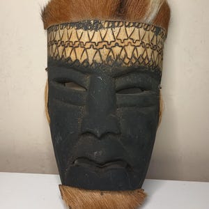 Vintage African Carved Wooden Wall Mask. 9&quot; x 6&quot;