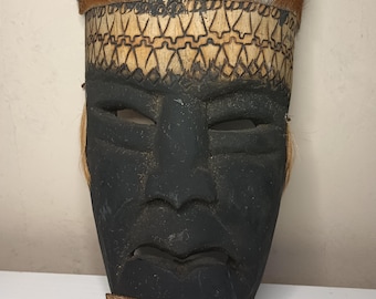 Vintage African Carved Wooden Wall Mask. 9" x 6"