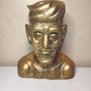 Vintage Carved Wooden Bali Man Sculpture.8&quot; x 8.5&quot;