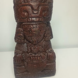 Vintage Hand Made Clay Aztec Mayan Sculpture. 4&quot; x 7&quot;