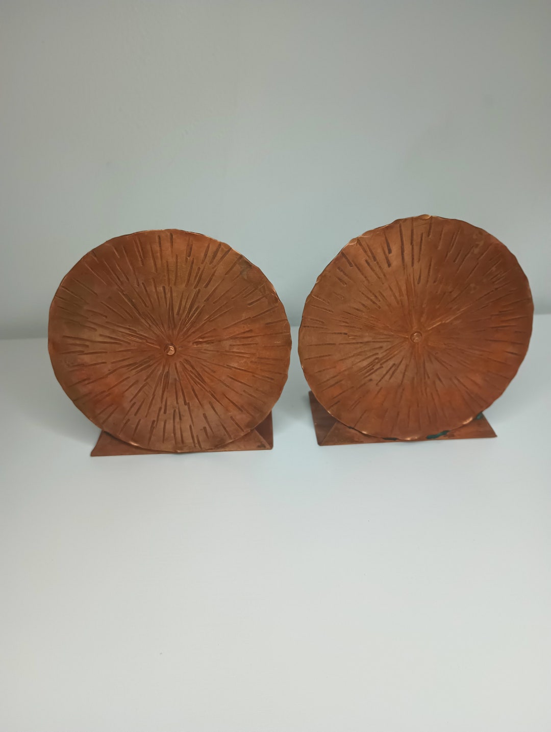 2 Unique Vintage Copper Bookends. 4.5 X 4.5 Etsy
